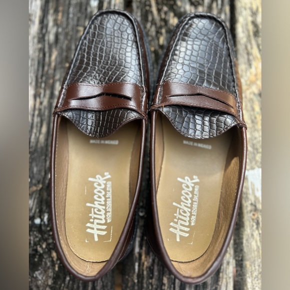 Hitchcock Wide Shoes for Men Croc Moc Brown Leather Penny Loafer Sz 11 5E G8 - Picture 10 of 12